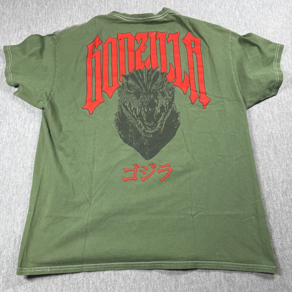 Godzilla T-Shirt Mens XL Green Cotton Kaiju Movie Japanese Character Graphic Tee